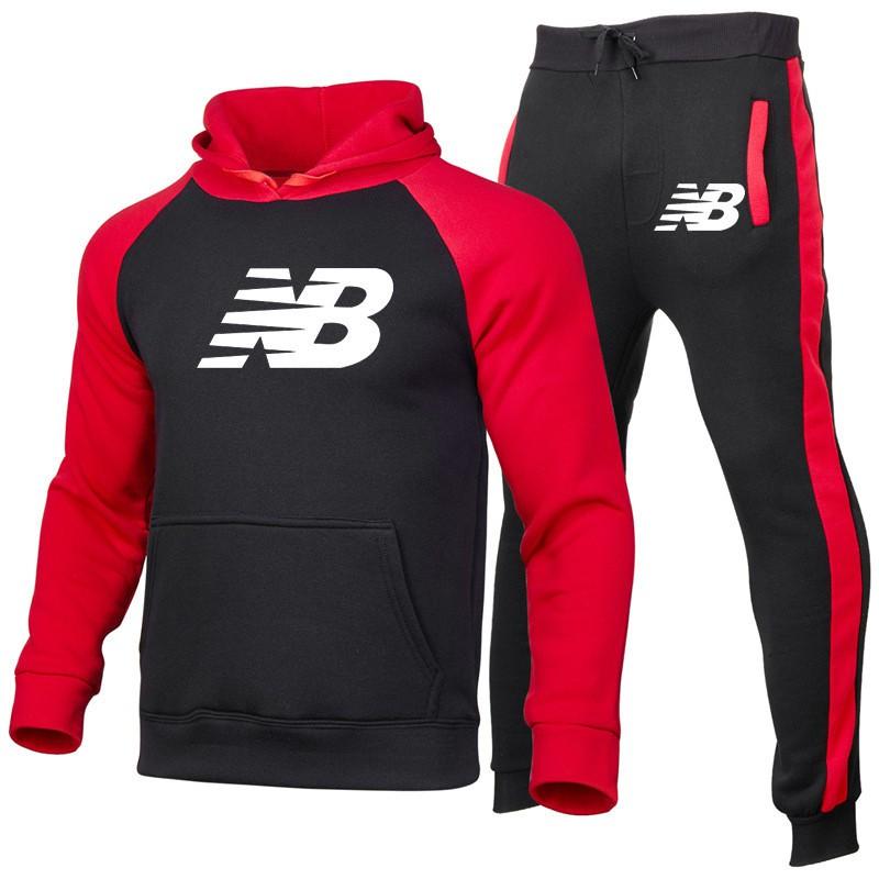 Mens Fashion Hoodie Sweatpants Set Casual Sportswear Long Sleeve Hooded Tracksuit