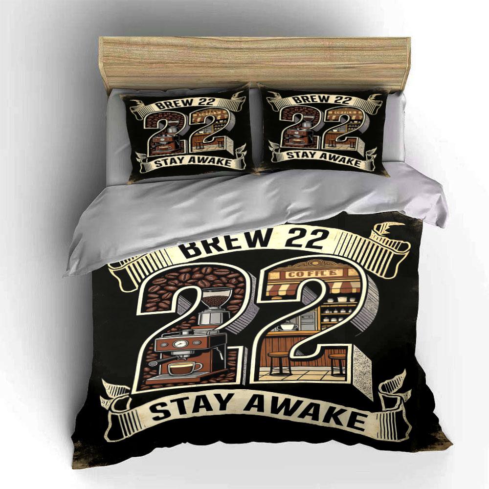 Coffee-themed graphics, "Brew 22". Bedding sets Duvet cover sets Duvet covers Pillowcases(1* Duvet Cover 2* Pillowcases without duvet insert)
