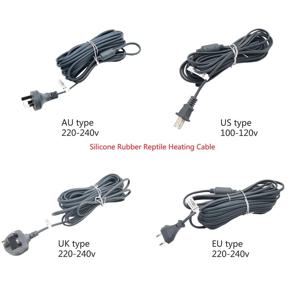 EU/US/UK/AU Plug Reptile Care In Pet Accessories Water-proof Silicone Rubber Reptile Heat Cable for Warming Vivarium Bottom Pet Room Reptiles Heat Mat
