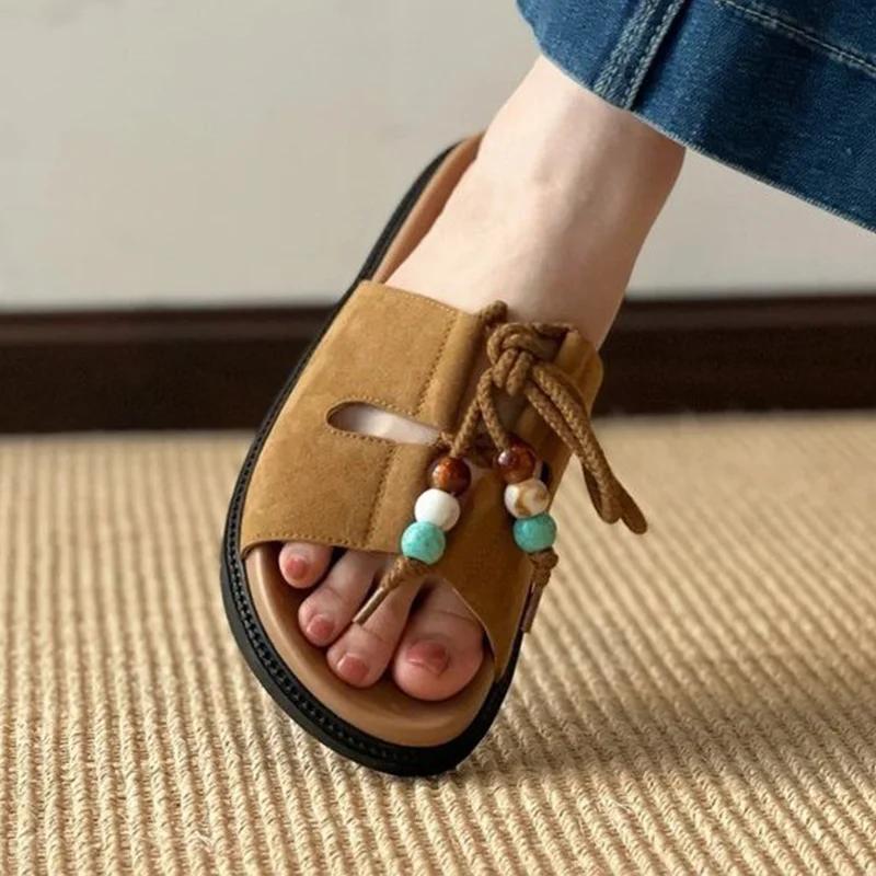 

Fashion Flats Women Slippers Casual Cozy Shoes Fashion Dress Woman Sandals Summer 2025 Walking Beach Flip Flops New Sandalias De Mujer 35 коричневый