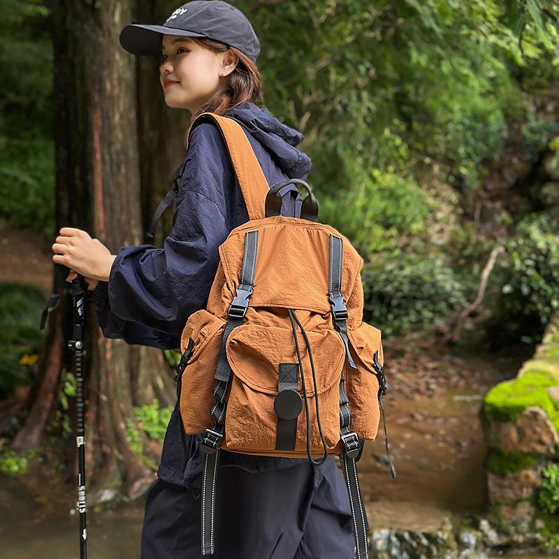 Schoolbag Casual Simple Large Capacity Drawstring Flip Outdoor Lightweight Backpack Travel Mountaineering Computer Backpack Student School Bag
