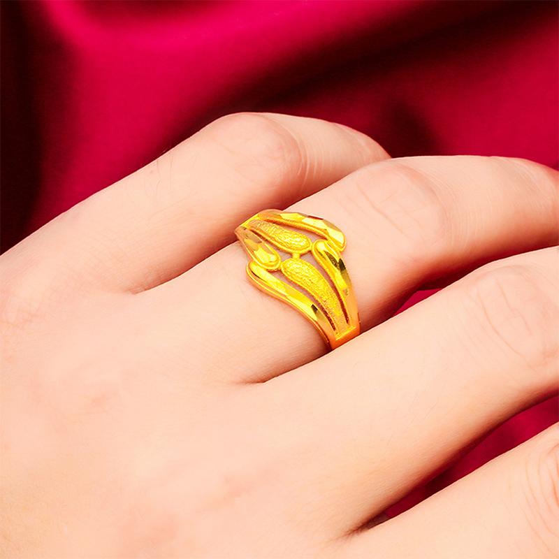 Inele Florale Gravate Aurii pentru Doamne Elegant Lucios Accesoriu pentru Deget Pentru Întâlniri Nuntă Aniversare