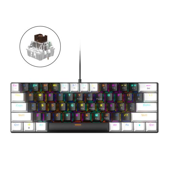 61-клавишная механическая клавиатура с эффектами RGB-подсветки, эргономичный дизайн, регулируемая универсальная проводная игровая клавиатура Plug-Play