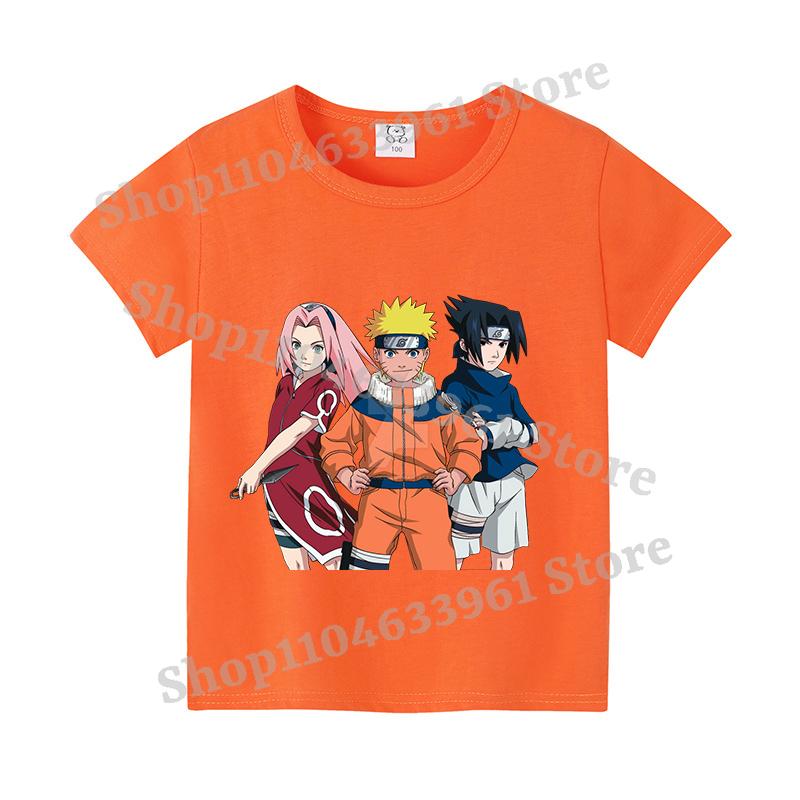 Narutos T-shirt Children Clothing Boy Girl Japanese Manga Pattern Short Sleeve Kid Cartoon Casual Sports Cotton Tee Home Clothes