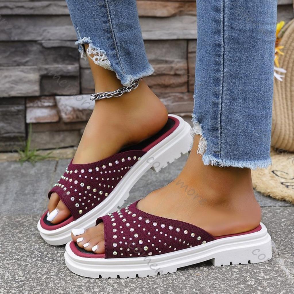 Fashion Comemore Summer Slippers for Women Outside Wear Retro Thick Bottom Roman Beach Sandals Casual Mesh Breathable Open Toe Slides