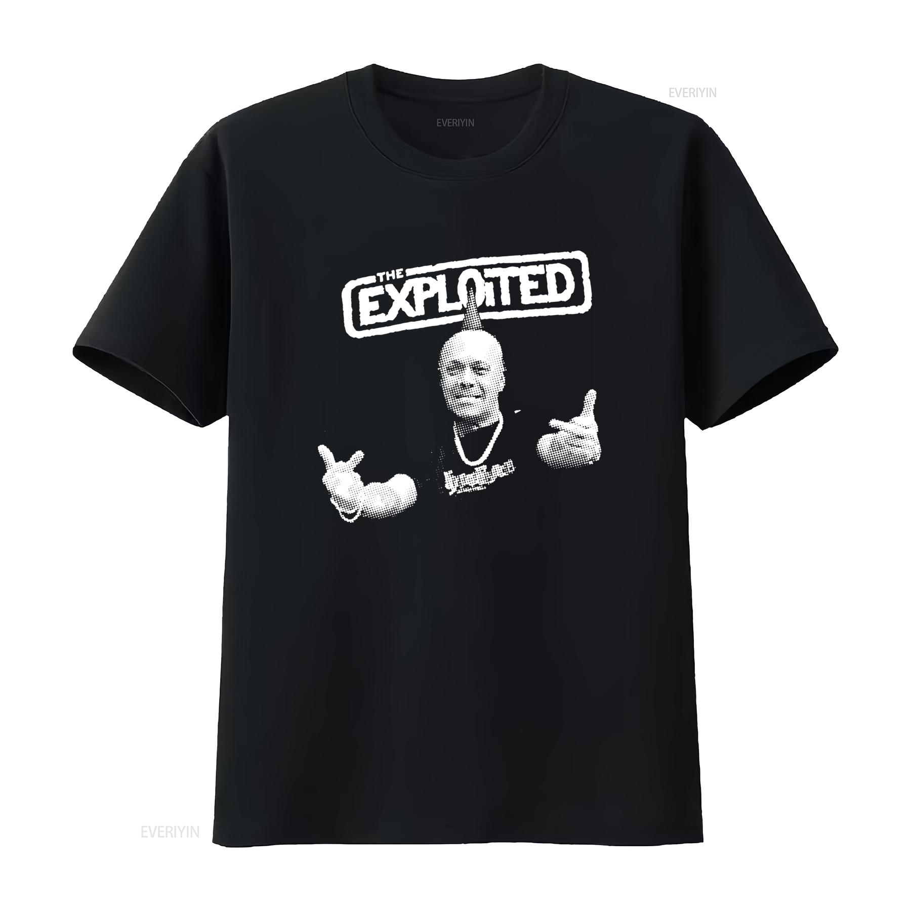 

Mens The Exploited Wattie Ink Finger T Shirt Medium Black Punk Rock Style vintage Washed Versatile Casual 4XL