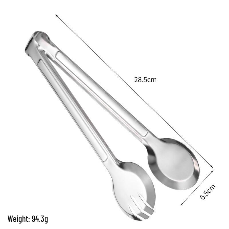 Thickened Stainless Steel Kitchen & BBQ Food Tongs for Bread, Steak & Steamed Buns