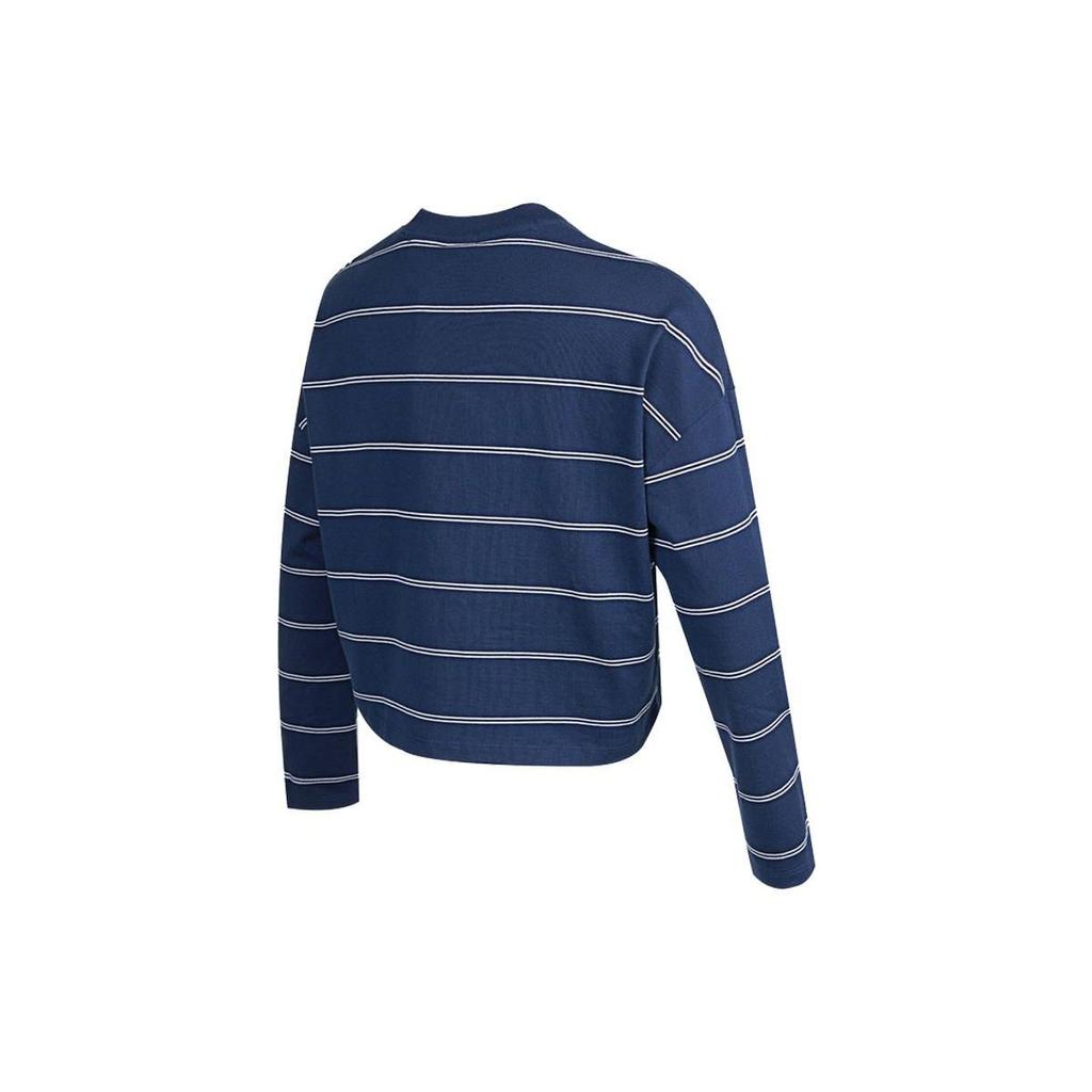 Nike Loose Fit Striped Crew Neck Long Sleeve T-Shirt Women Tops Navy DD5187-410