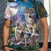 Men Wolf Print 3d T Shirt Short Sleeve O-Neck TShirt Vintage Polyester Breathable Sport Casual Large Size T-Shirts Men’s