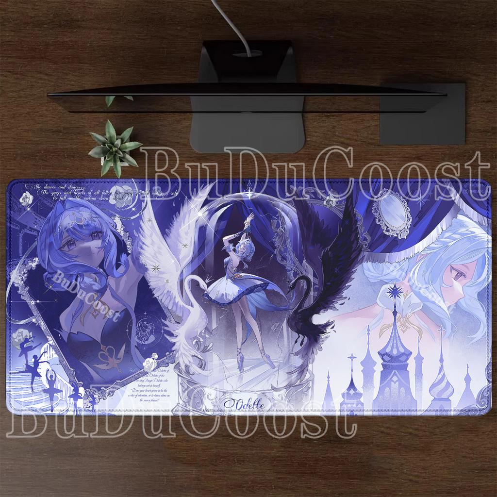 Tastatură și Mousepad Gaming Odette Genshin Impact PC Cauciuc Overlock Mousepad Birou Bază Anti-alunecare Imprimare HD Covor de Birou XXL