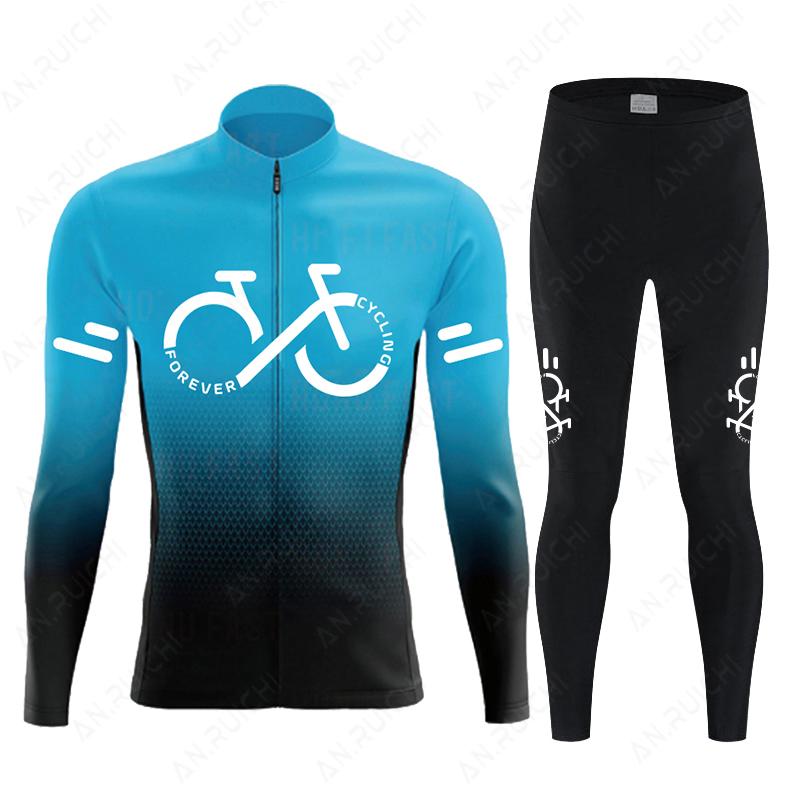 Fluorescent Color  Long Sleeve Cycling Clothing MTB Bike Uniform Maillot Ropa Ciclismo Men Bicycle Wear 2026 Autumn Breathable Cycling Suit Set