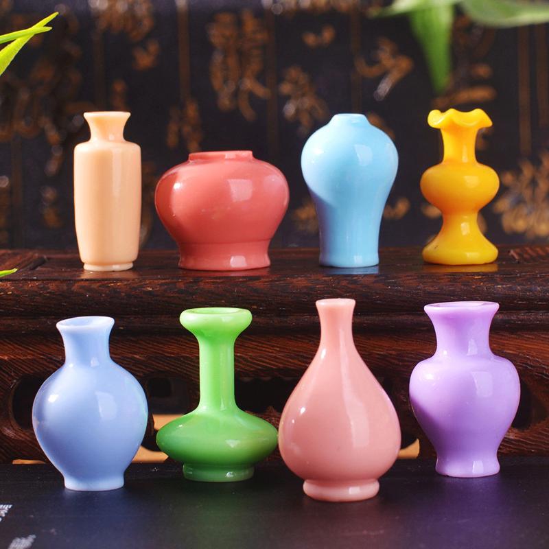 8Pcs Mini Colorful Vase Bottles/Pots Handmade Dollhouse Miniatures Vase Doll House Decora Kitchen Ornament DIY Accessories