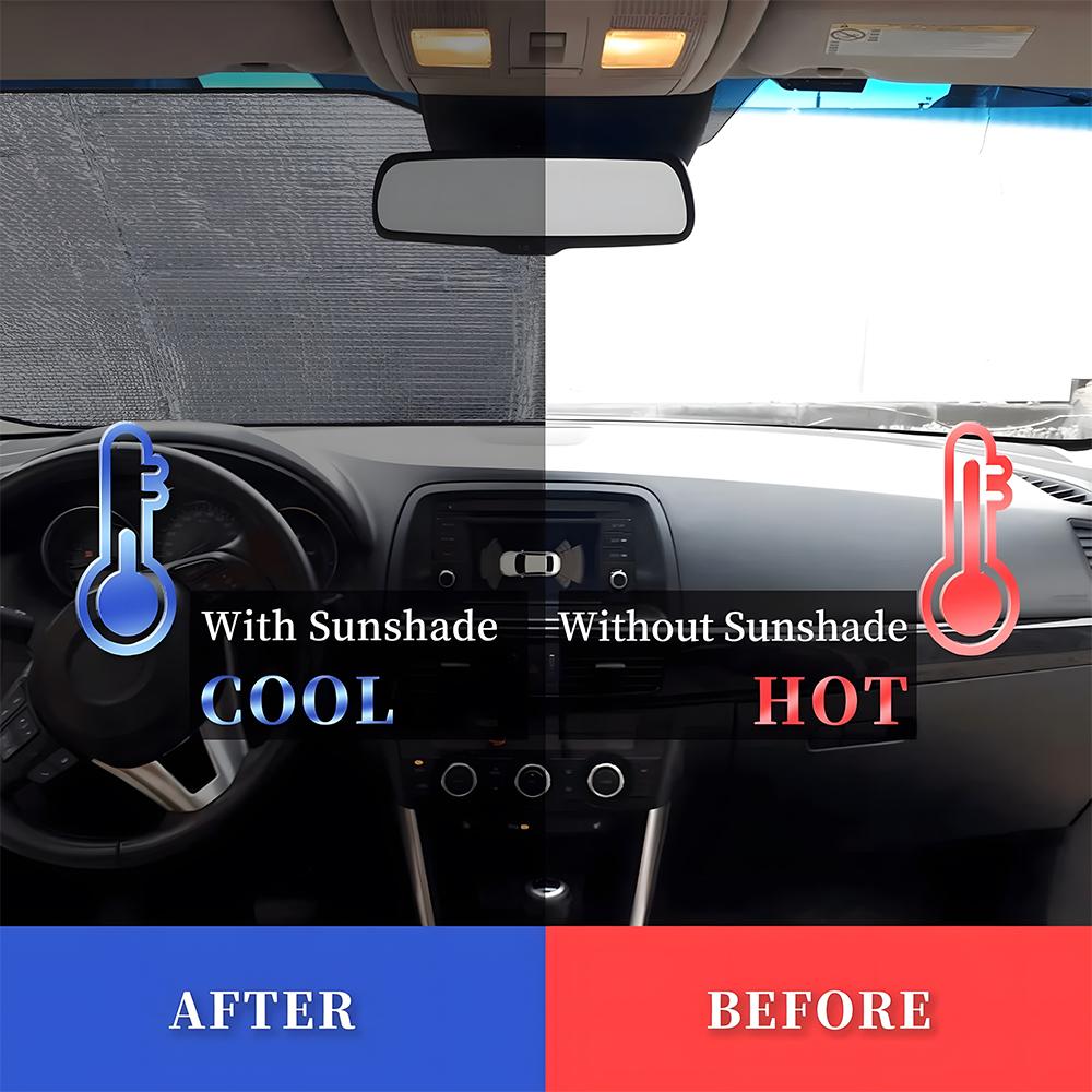 Cute The cat is driving Sun Visor Foldable Aluminum Foil Car Windshield Sun Shade - UV Protection Heat Insulation VisorWindshield Sunshades 1
