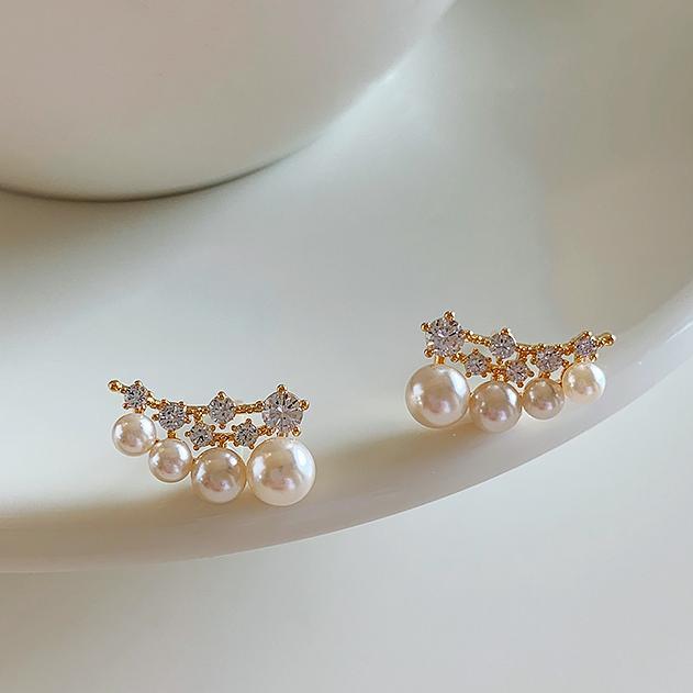 

Циркон жемчуг серьги-пусеты изысканная легкая роскошь высококлассные темпераментные модные универсальные нишевые серьги женские