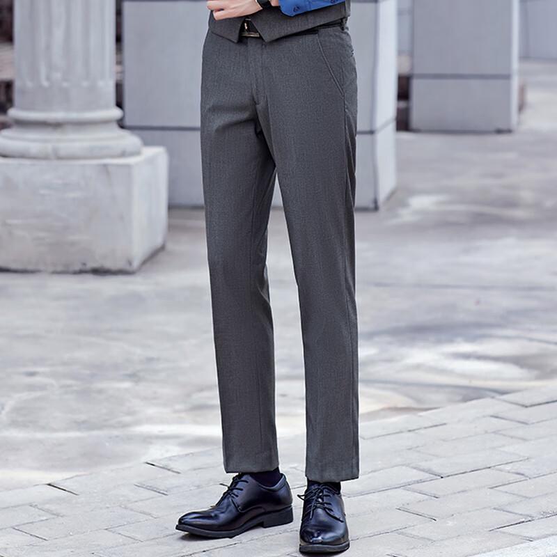 Terman Men's Business Casual Straight-Leg Suit Pants