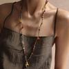Minar Cartoon Colorful Natural Stone Pony Pendant Necklace Woven Rope Horse Collarbone Double Layers Metallic Chain Choker