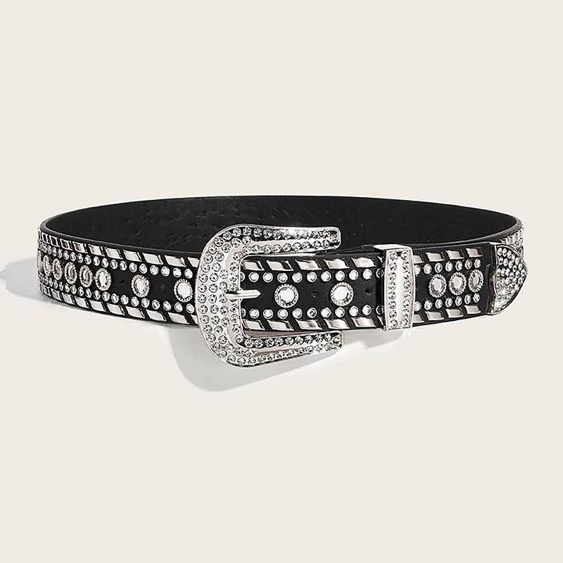 

Роскошный панк-пояс Y2K для женщин с металлической пряжкой, пояс для джинсов и брюк, украшение для пикантной девушки чёрный