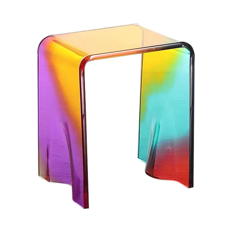 

Акриловый радужный табурет, цветной стул для чистки обуви, табурет для отдыха, прозрачный легкий, роскошный, модный, прикроватный чайный столик, утолщенный