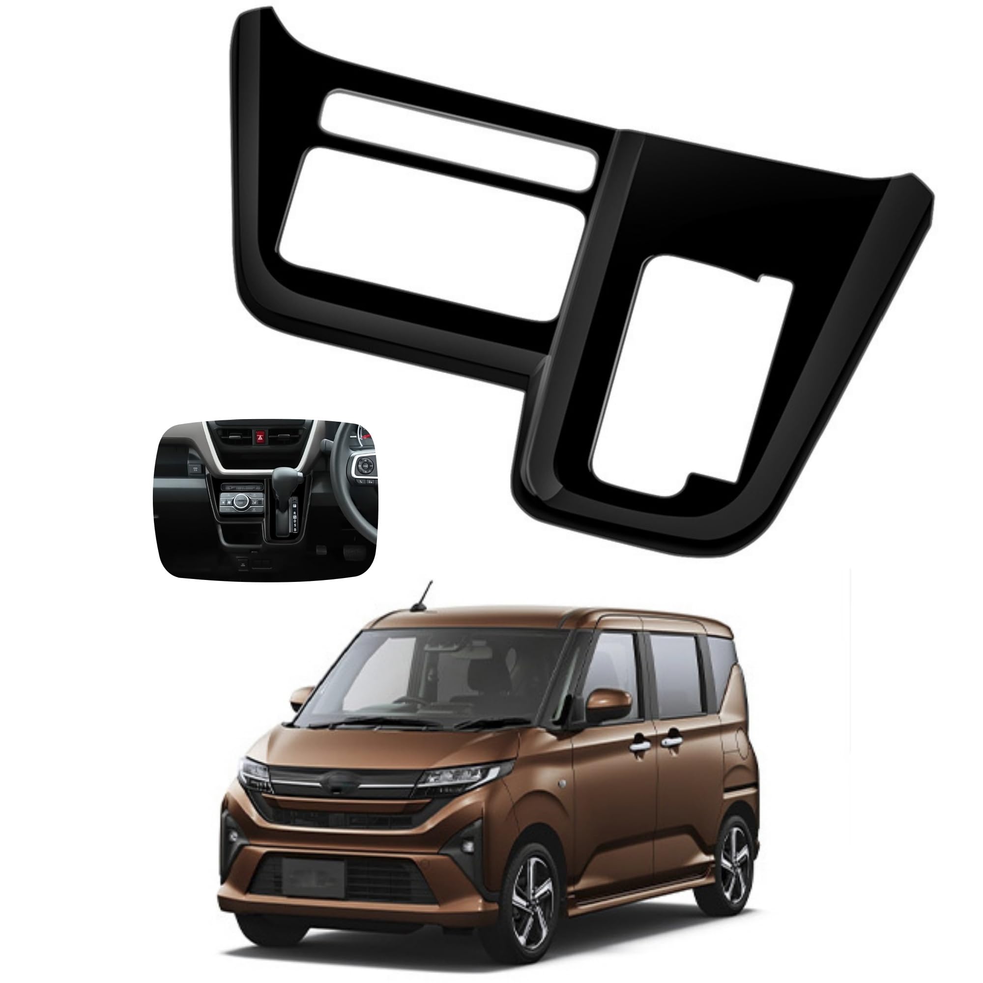 

Glealcco Accessory Console Garnish Shift Panel Cover for the New Move Canvas Custom Interior Parts (LA850S/LA860S) - (Piano Black)