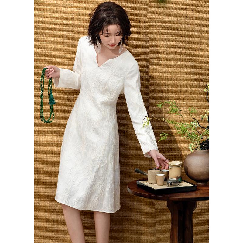 Demana New Chinese Style Embossed Jacquard A-Line Dress