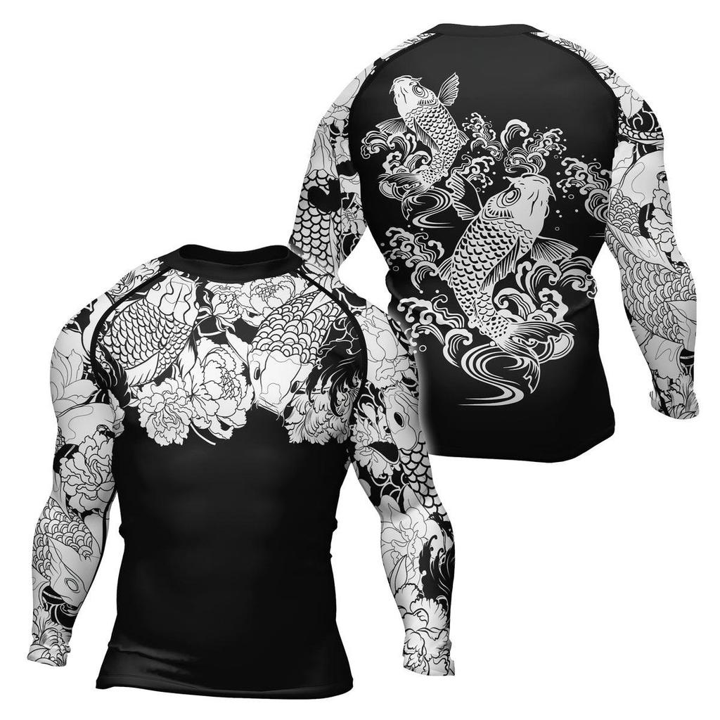 2026 New 3D Printed Quick-Drying Breathable Sports Fitness Clothing Men's Long-Sleeved T-Shirt Boxing/Judo Training Suit Y2k Top