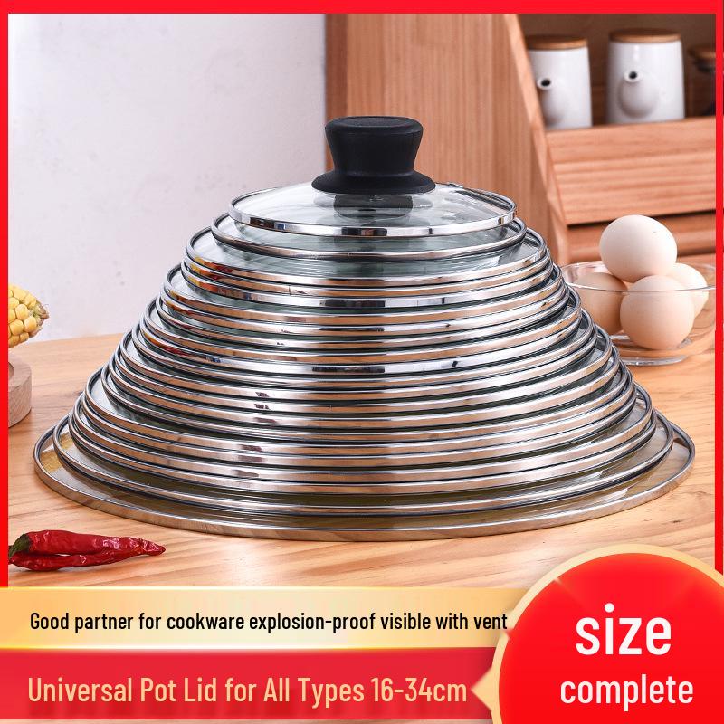 Coperchio Universale in Vetro Temperato per Wok Tipo C - Resistente alle Alte Temperature, Spedizione Gratuita