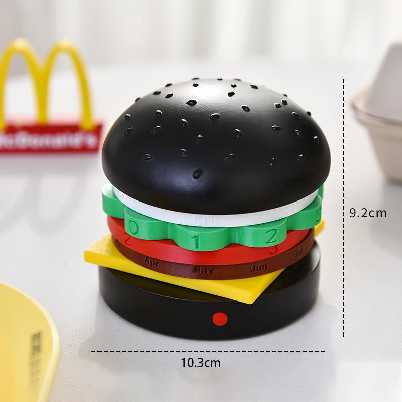 Creative Burger Calendar Coaster Organization Fashion Burger Multi Functional Birthday Gift Office Decoration M&Round