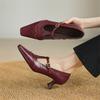 Fashion New Spring/Summer Genuine Leather Women Pumps Shoes for Women Fashion Rivet Square Toe Mary Jane Shoes Women Handmade High Heels