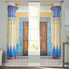 Ancient Egyptian Architecture Tulle Curtains Living Room Kitchen Bedroom Decor Voile Curtain Chiffon Window Drapes Light Filtering For Area Polyester