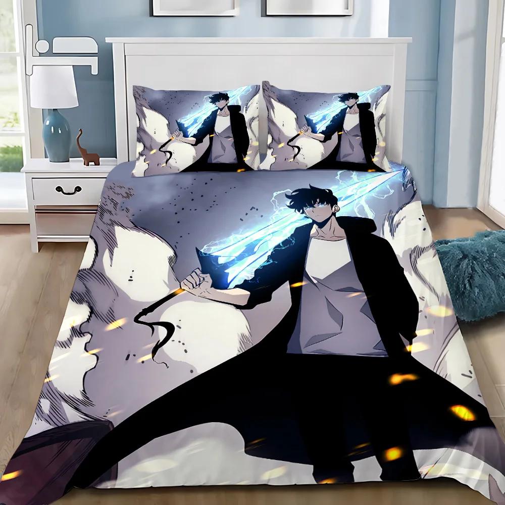 Anime Solo Leveling Duvet Cover Pillowcase Bedding Set Adult Boy Girl Bedroom Decoration Children Gift Single Double Large Size