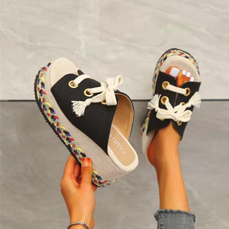 Moteriškos moteriškos storapadės šlepetės Moteriškos moteriškos storapadės šlepetės vasarinės moteriškos PU šlepetės aukštakulniai