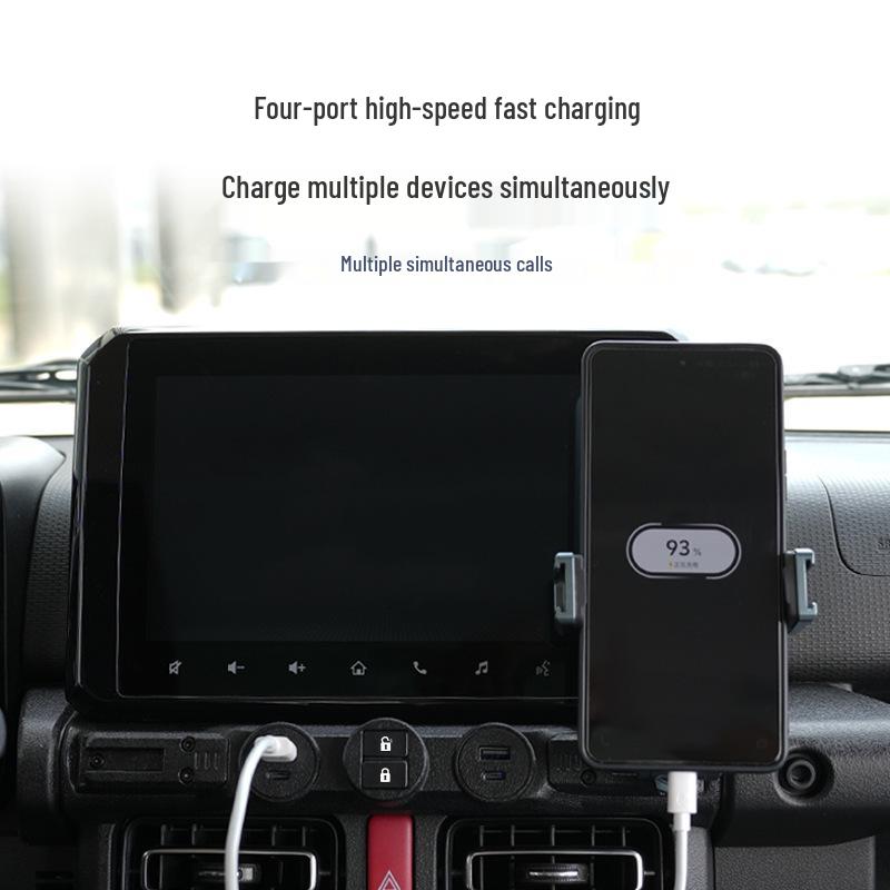 2019+ Jimny Center Console Upgrade: Multifunctional Electronic Components, Expansion Dock, Dual-Booth Design.