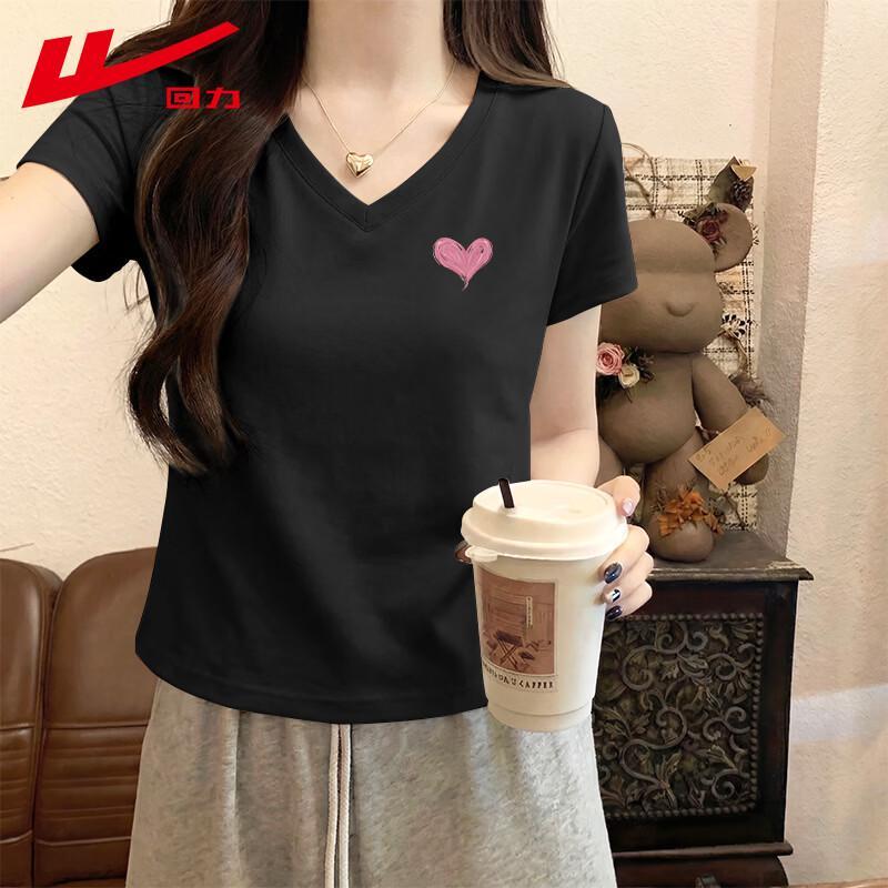 Warrior Women s Cotton V-Neck Heart Print T-Shirt XL