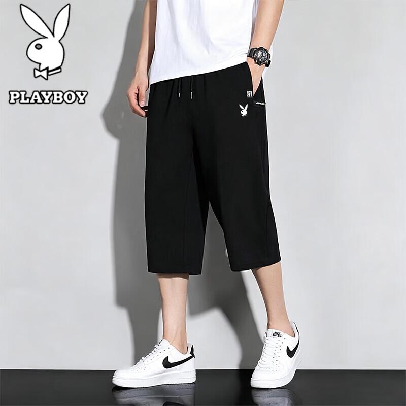 

PLAYBOY Men s Summer Pure Cotton Loose Fit Cropped Pants 5XL