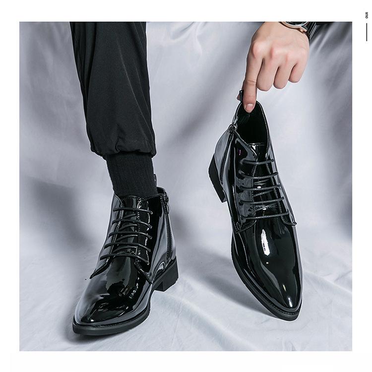 Herren Größe 47 High-Top Retro Lederstiefel - Herbst/Winter Mode, Casual, spitze Zehen.