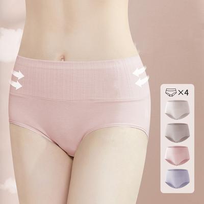 LANGSHA Breathable Women Panties Cotton Underwear High Waist Plus Size M-5XL Ladies Briefs 4Pcs