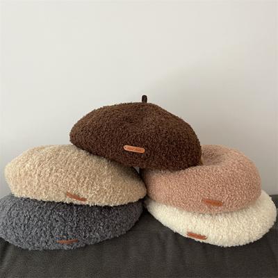 Autumn and Winter New Plush Hat Warm Beret Sweet Thickened Painter Hat Literary Big Head Circumference Pumpkin Hat