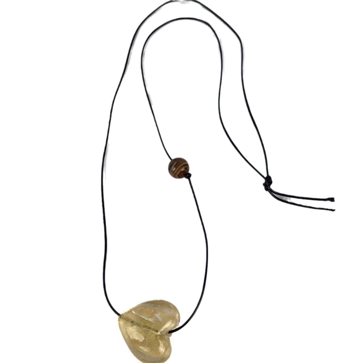 

Glazed love design sense niche long necklace with fashion ins simple peach heart high sense sweater chain women