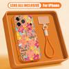 Cute Flower Pattern Magnetic Lanyard Phone Case For iPhone 17 ProMax 16 15 14 13 Pro Max For Magsafe Wireless Charge Hard Cover