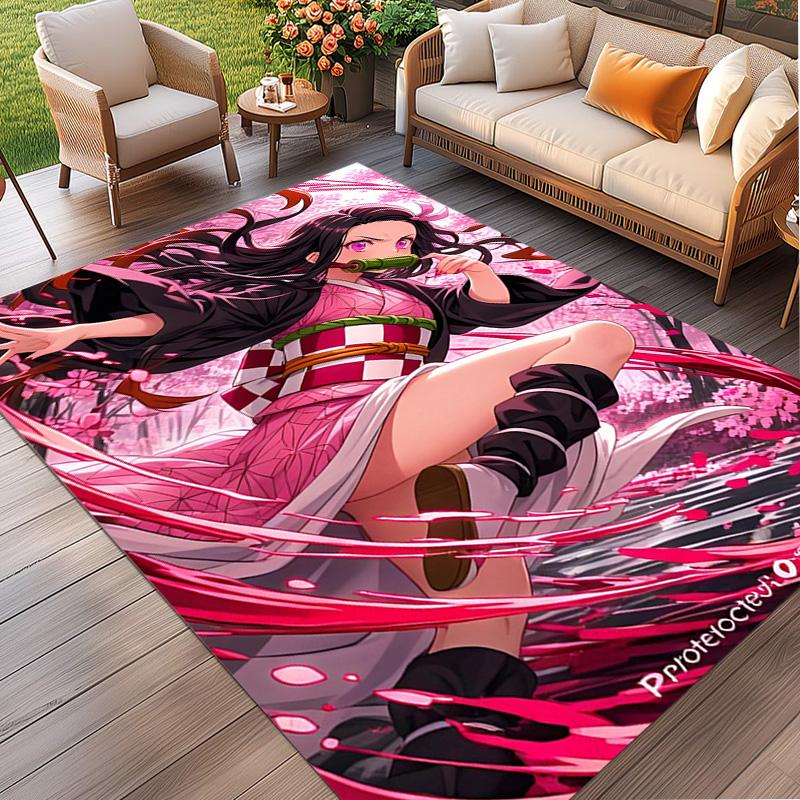 Demon Slayer Print Rug, Washable Floor Carpet, For Entryway Dorm Laundry Room Office Study, Home Decor Birthday Christmas Gift