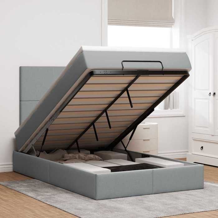 Maison Exclusive - Cadre de lit ottoman et matelas gris clair 120x200 cm tissu