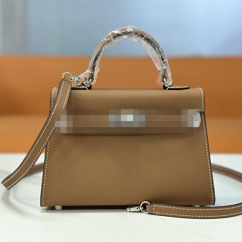 Second Generation Palm Print Cowhide Mini Small Keli Handbag 2025 New Bag Women's Commuter Versatile Shoulder Messenger Bag