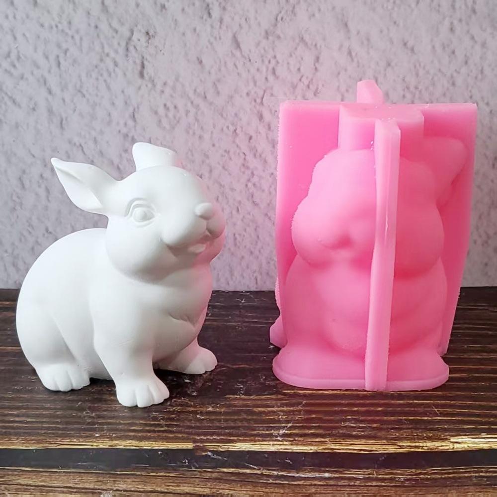 Cute Rabbit Candle Silicone Mold Easter Bunny Aromatherapy Resin Mold DIY Handmade Candle Soap Making Home Craft Ornament Gifts