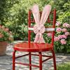 Removable Bunny Ear Slipcover Elastic Straps Chair Ribbons Easter Bow Ornaments  Restaurant Decor
