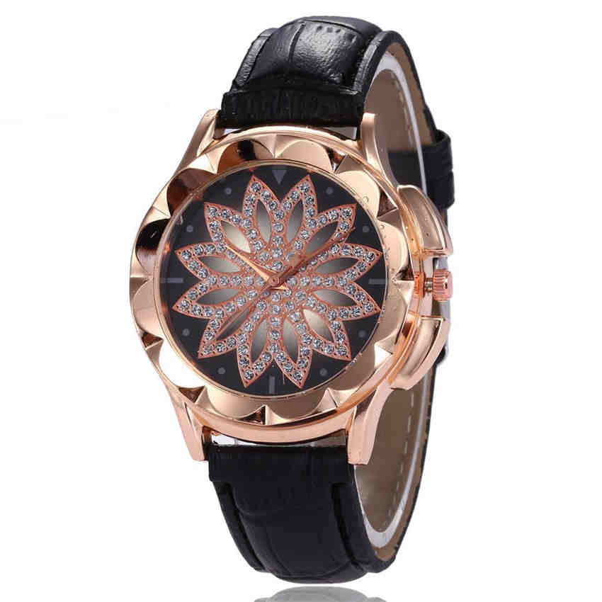 Fashion Females Quartz Watches Leather Band Big Dial Bracelet Women Wristwatch Watch