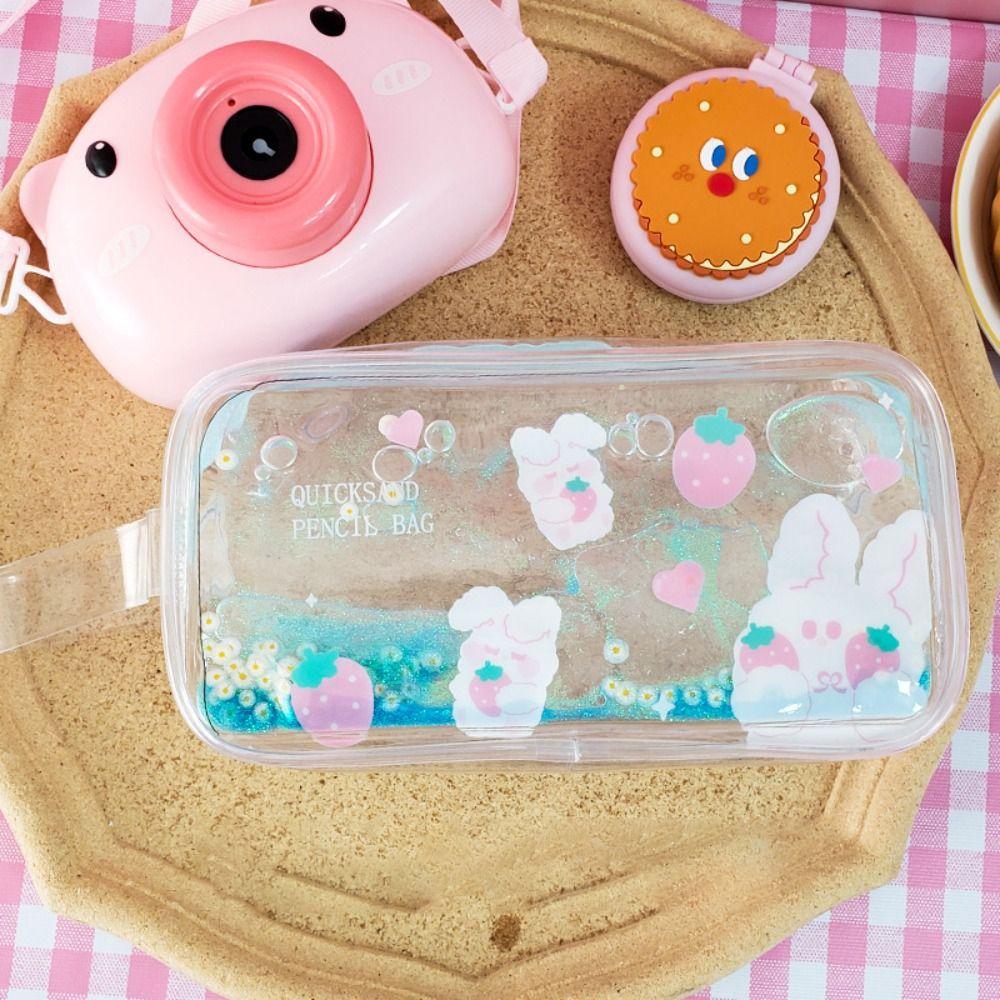 

ПВХ пенал мультяшная косметичка новая сумка для канцелярских принадлежностей Strawberry Bunny