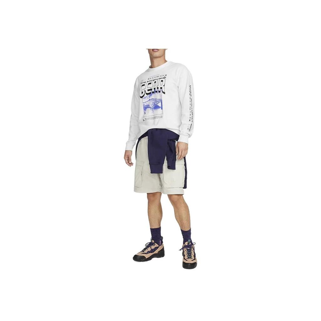 Nike ACG Series Letter Print Crew Neck Casual Long Sleeve T-Shirt Men Tops White FQ3730-121