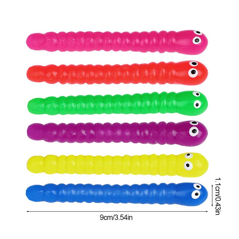 12/24Pcs Colorful Soft Caterpillars Fidget Toy Stretch String TPR Rope Kids Birthday Party Favors Pinata Filler Halloween Gifts