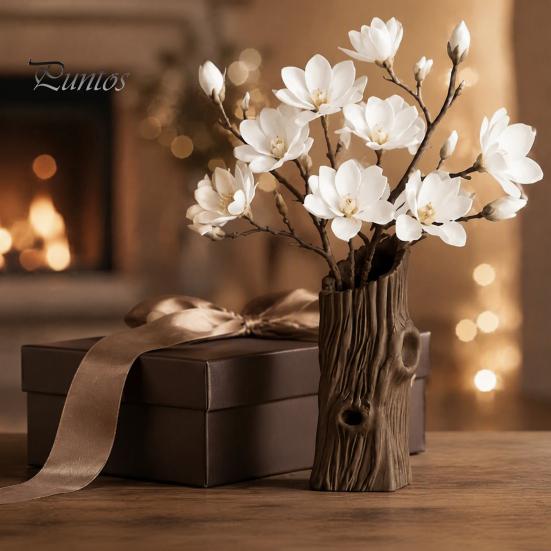 Dried Flower Arrangement Container 3D Printed Tree Stump Ornament, Creative Vase, Natural Style Nature Inspired Home Decor Pen Holder, Retro
