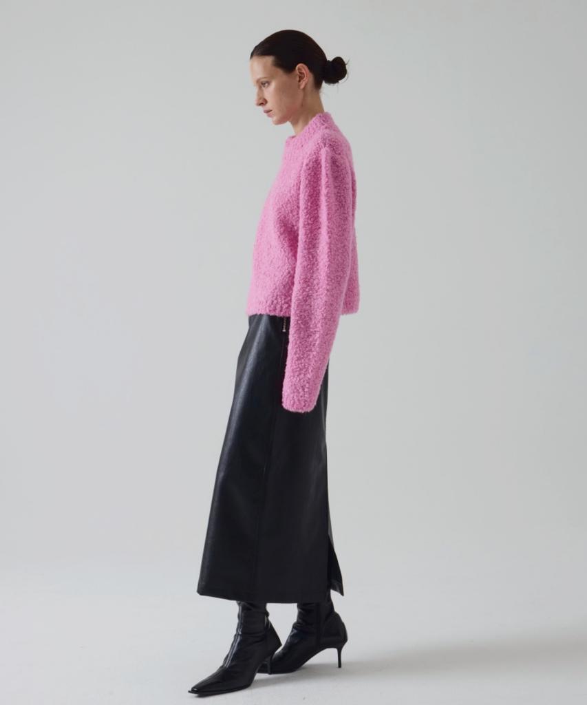 Owaiwai Boucle Half-Neck Wool Knit_Pink